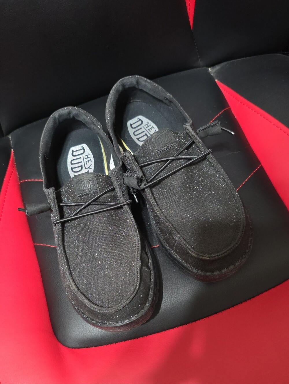Hey Dude Women's Black Sparkle Wendy Slip-Ons